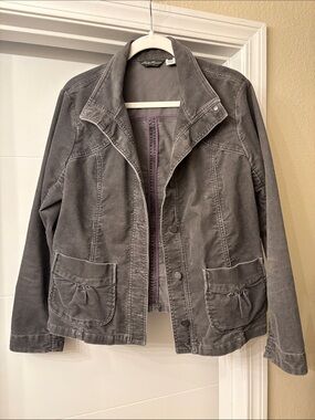 Eddie Bauer Gray Corduroy-Style Button Jacket